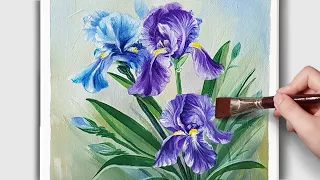 Easy flowers/ Acrylic painting tutorial for beginner /아크릴화 / how to paint Iris/ #18