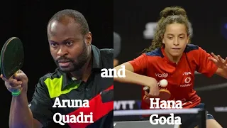 Aruna Quadri 🇳🇬 and Hana Goda 🇪🇬 Warm up on the same table before their match - Cross table warm up