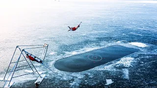FLIPPING INTO A FROZEN LAKE