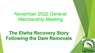 Elwha River Recovery Following Dam Removal