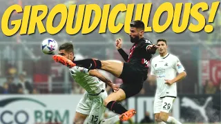 🤯 GIROUD scores ASTONISHING goal to give AC Milan LAST min win as MALDINI scores against Milan!! 🍿