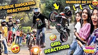 Cute stranger girl reaction on Bike stunts🥵|| Training Back Workout || @samstuntz1987