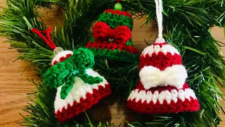 How to crochet Christmas Bell Ornaments decorations