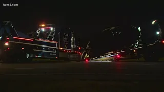 At least one dead after vehicles veers off San Antonio highway, lands in creek