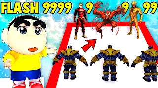 SHINCHAN and HEROES Training IRONMAN HULK Super Hero ARMY in Merge Master Gameplay In Hindi