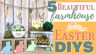 🐣 5 EASY & BEAUTIFUL FARMHOUSE EASTER DECOR DIYS | 5 UNDER $5 DIY CHALLENGE