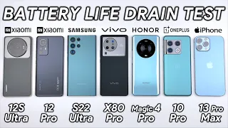 Xiaomi 12S Ultra vs 12 Pro / Samsung / Vivo / HONOR / OnePlus / iPhone Battery Life DRAIN Test!