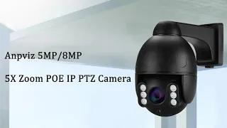 Anpviz 5MP PTZ IP Camera Outdoor 5X Zoom Two Way Audio SD Card ONVIF H.265 IPC-D31505E-B-S