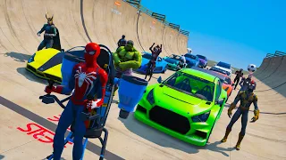 Hulk SpiderMan and Superheroes Nova Loki challenge Epic Ramps CARS Халк Человек-паук и Супер Герои !