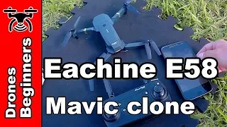 Eachine E58 720P Folding FPV Camera Drone Review Test in English