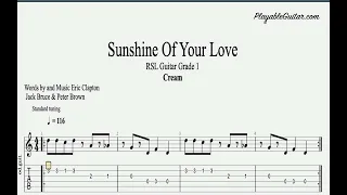 Sunshine of Your Love Guitar TABS and Notation  Rockschool Grade One Play-Along Trainer