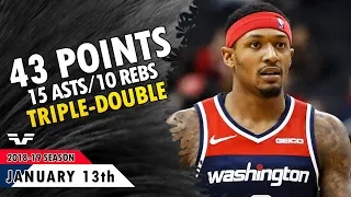 Bradley Beal Triple-Double - 2019.01.13 - Wizards vs Raptors - 43 Pts, 15 Asts, 10 Rebs