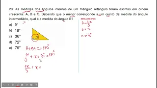 As medidas dos ângulos internos de um triângulo retângulo foram escritas em ordem crescente: