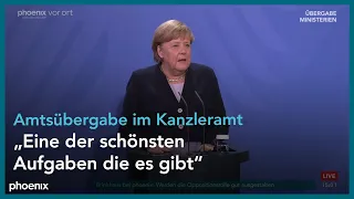 Amtsübergabe der ehemaligen Bundeskanzlerin Angela Merkel im Kanzleramt am 08.12.21