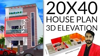 20X40 800 SQFT House plan with 3d elevation by nikshail