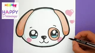 How To Draw and Color a Cute Puppy Emoji - EASY - HAPPY DRAWINGS