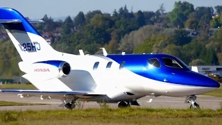 FIRST VISIT !!! HondaJet N25HJ Take-Off at Bern Airport