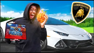 Playing Blox Fruits In a LAMBO For 24 Hours...