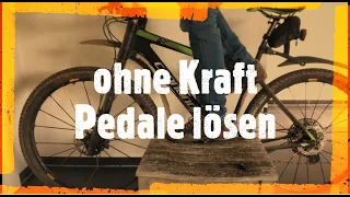 Pedale abschrauben Fahrrad  Pedale lösen wechseln ohne Kraft - der Hockertrick !