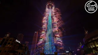 Burj Khalifa illuminates the Dubai sky with dazzling fireworks, ushering in the New Year 2024
