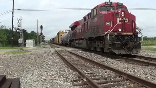 Cp solo engine leads manifest west on amtrak main at tower 26