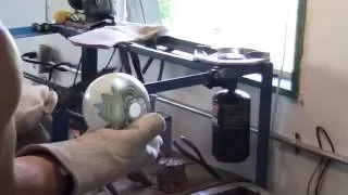 Blowing Glass  vase  old school glass making Machart Glass Demonstration Art Glass