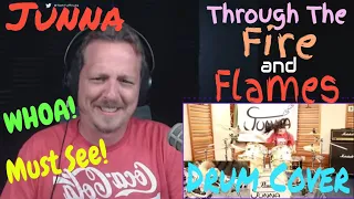 [First Time] Junna - Through The Fire and Flames (Drum Cover) Reaction, TomTuffnuts Reacts