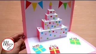 DIY cake pop up card for birthday| Easy 3D cards DIY | Maison Zizou