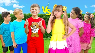 Girls vs Boys Challenge with Diana and Roma