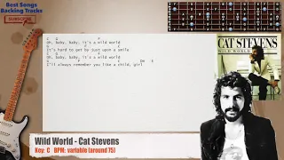 🎸 Wild World - Cat Stevens Guitar Backing Track with chords and lyrics