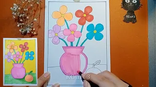 Tĩnh vật - Vẽ Tranh Tĩnh Vật Màu / Vẽ Lọ hoa và quả | Vẽ theo mẫu | KC art 3