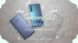 Unboxing Vlog | Samsung S22 Unboxing + Battery Pack & Case | My First Ever Samsung S Series Phone!