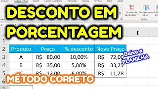 Como dar desconto em porcentagem no Excel do JEITO CERTO (Passo a Passo SIMPLES)