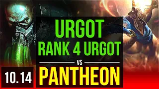 URGOT vs PANTHEON (TOP) | Rank 4 Urgot, 2.8M mastery points, KDA 11/1/6 | KR Grandmaster | v10.14