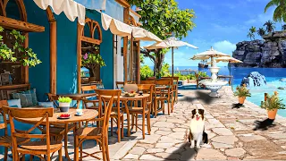 Beach Cafe Ambience - Relaxing Jazz BGM with Sea Wave Sounds for Work and Unwind