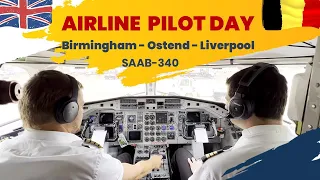 Airline Cargo pilot day in the life | Birmingham - Ostend - Liverpool flight on a SAAB-340.