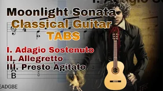 Moonlight Sonata Full Guitar Tabs Standard Tuning , 1st, 2nd and 3rd movement