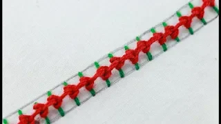 basic hand embroidery design for beginners | Basic embroidery stitches|Simple Border line embroidery