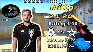 G2 NiKo 24-20 vs coL (Inferno) | ESL Pro League Season 18 | Sep 24, 2023