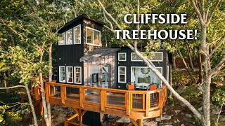 Cliffside Treehouse w/Insane Views! Tiny House Airbnb Tour!