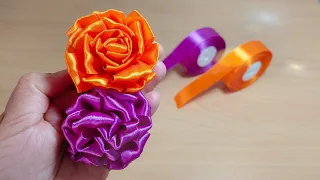 Amazing surprise 🤩🤩Super easy idea to make a ribbon flower craft in 3 minutes | diy ribbon craft