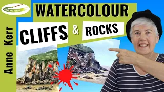 How To Paint CLIFFS and ROCKS In WATERCOLOUR. Step by Step Painting Tutorial by ANNE KERR