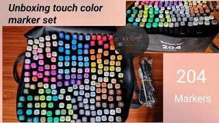 CHEAPEST 204 ALCOHOL MARKERS | Unboxing & Arrange | review |Touch color markers