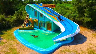 [Full Video] Building The Most Pretty Villa House & Water Slide On Roof To Underground Swimming Pool