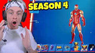 IRON MAN IS IN FORTNITE SEASON 4!! (Tier 100 Battle Pass!)