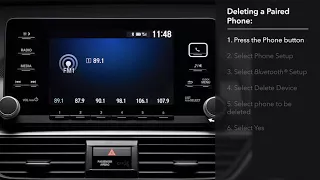 How to Delete Paired Phones from Bluetooth® HandsFreeLink® on the 2018 Honda Accord: LCD Audio