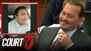 Johnny Depp Laughs During Front Desk Manager's Testimony