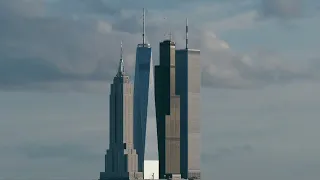 Four Giants Side by Side: Empire State Building, One World, Willis Tower, and WTC Twin Towers