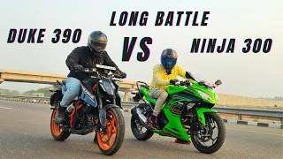 Kawasaki Ninja 300 VS 2024 Ktm Duke 390 3rd Gen Long race | unexpected Results