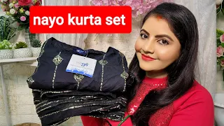 nayo kurta set | myntra shopping | black Sequinned kurta set | RARA